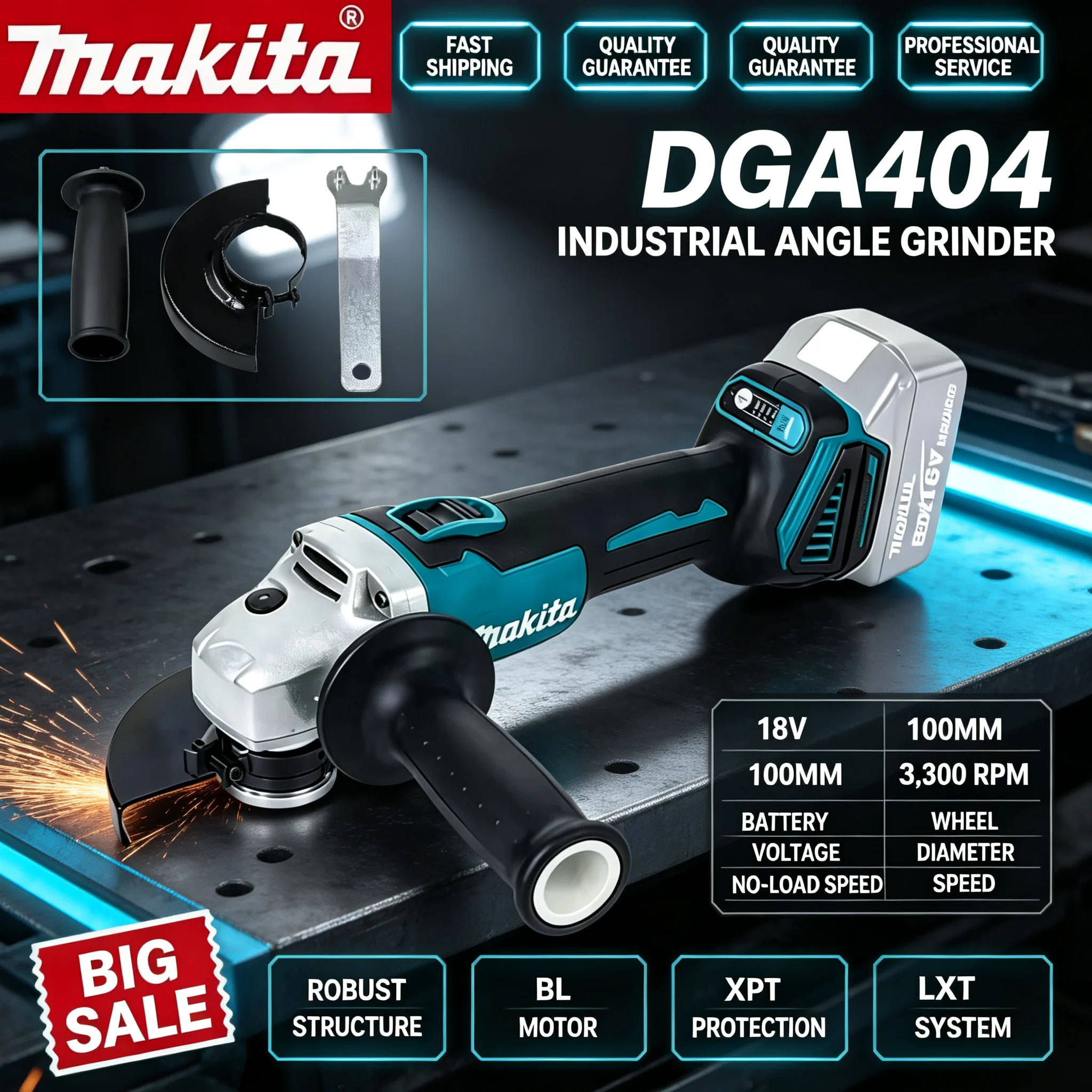 Brushless Angle Grinder Battery Powered - Esmerilhadeira angular sem escovas recarregável Makita