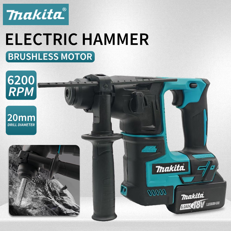 Brushless Cordless Electric Drill 18V - Martelo Elétrico Makita Sem Escovas, Martelo