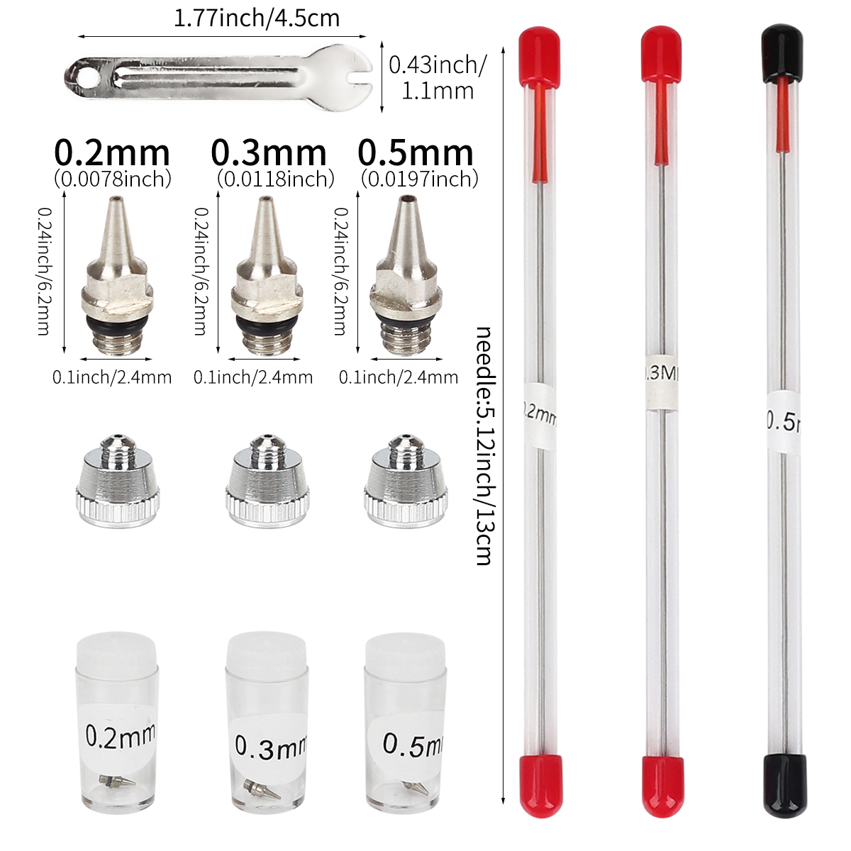 3 pçs conjunto 0.2/0.3/0.5mm a - Airbrush Kit With Mini Compressor avaliação e preço